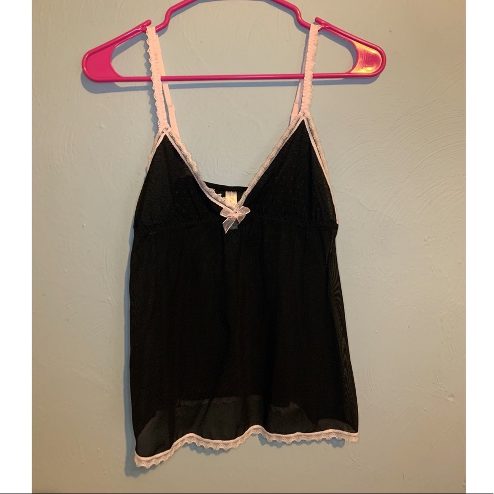 NWT Lingerie Sheer Babydoll. Black/ Pink. Size M